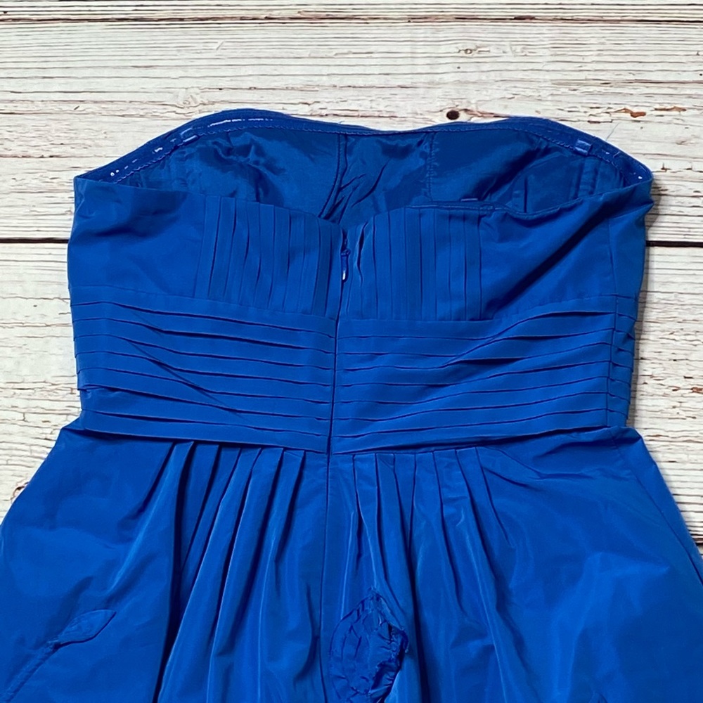 BCBGMAXAZRIA Taffeta Fit and Flare Larkspur Blue Strapless Dress Sz 4 - Picture 11 of 16